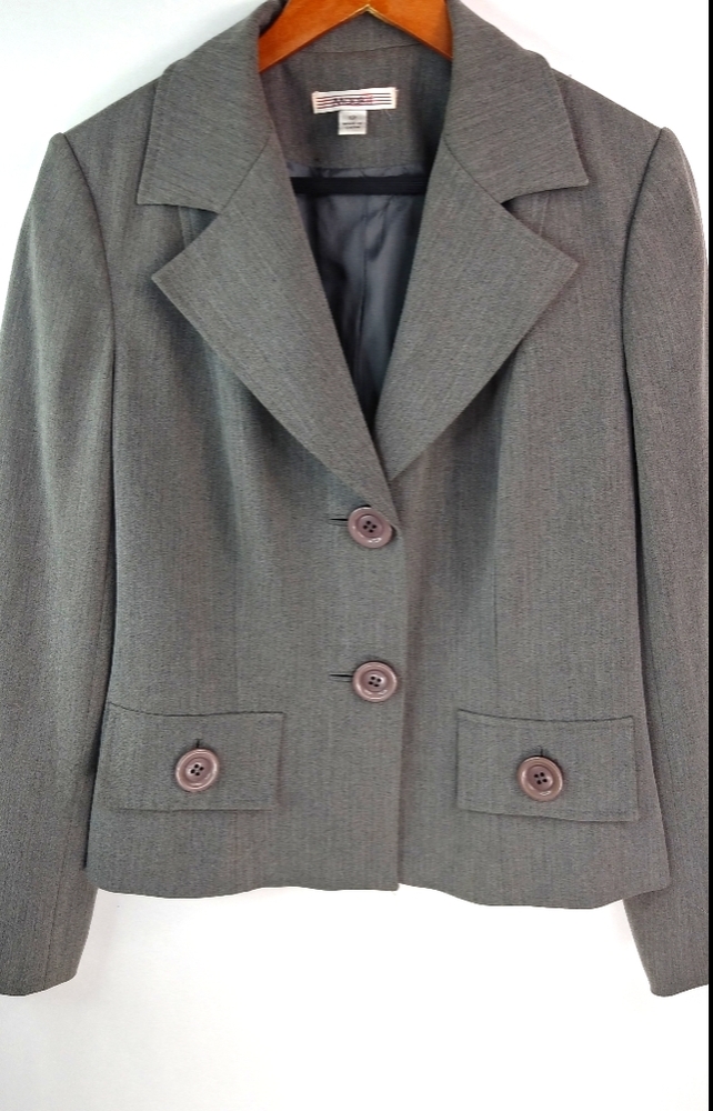 Maakif 12 Gray Lined Big Button Jacket Blazer